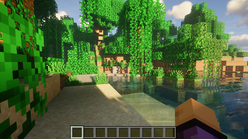Minecraft 1.21.4 Fabric Iris iterationT no-DSA in-world golden