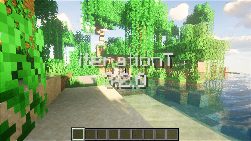 Minecraft 1.21.4 Fabric Iris iterationT no-DSA in-world golden