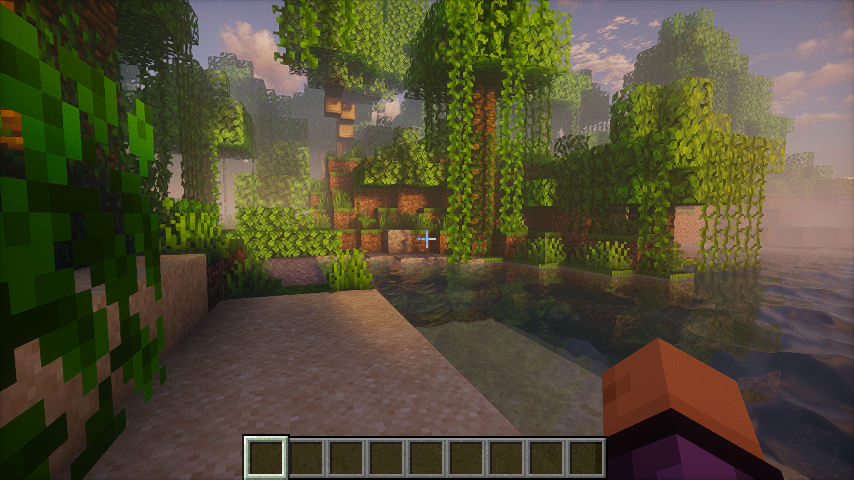 Minecraft 1.21.4 Fabric Iris Photon v1.1 in-world golden