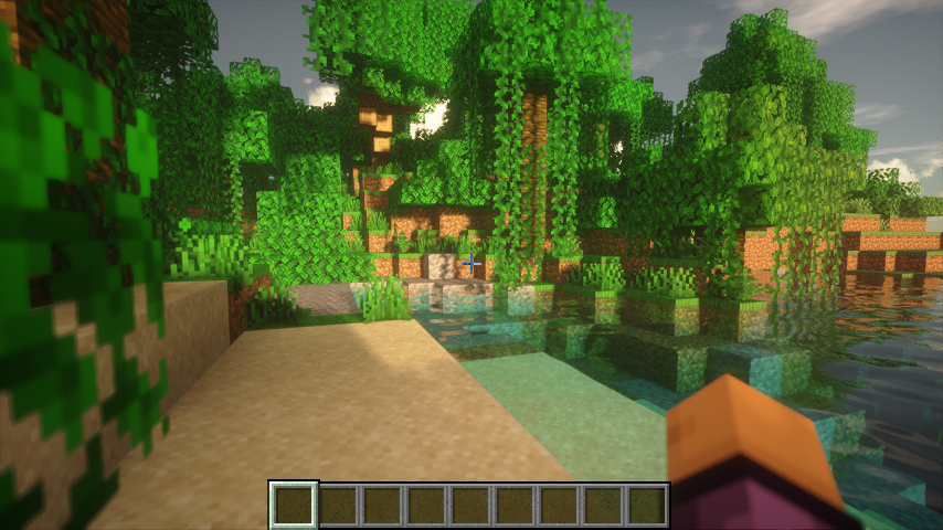Minecraft 1.21.4 Fabric Iris Sundial Lite in-world golden