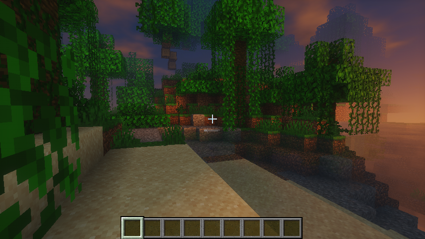 Minecraft 1.21.4 Fabric Iris Mellow in-world golden