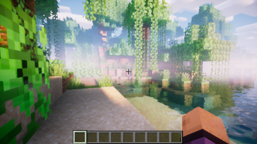 Minecraft 1.21.4 Fabric Iris Nostalgia in-world golden