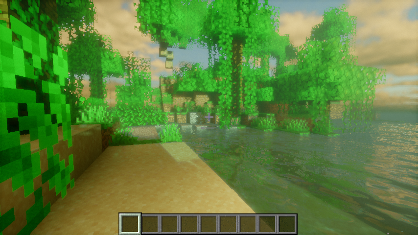 Minecraft 1.21.4 Fabric Iris Bliss in-world golden