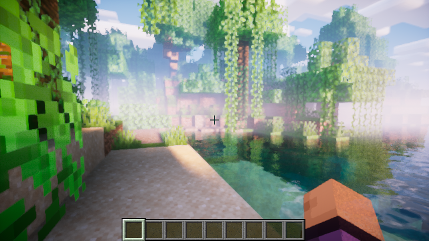 Minecraft 1.21.4 Fabric Iris Nostalgia in-world golden